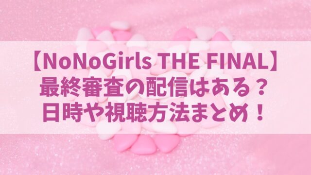 【ノノガ】最終審査の配信はある？何時からどこで見れるか視聴方法まとめ！