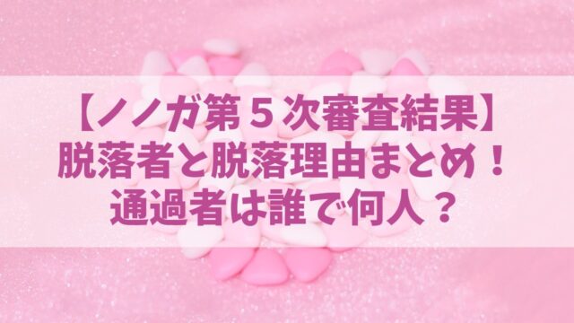 ノノガ５次審査の脱落者とその理由は？通過者は誰で何人？【第12話ネタバレ】