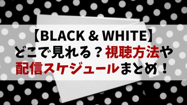 【BLACK & WHITE】どこで見れる？視聴方法・配信スケジュールまとめ！