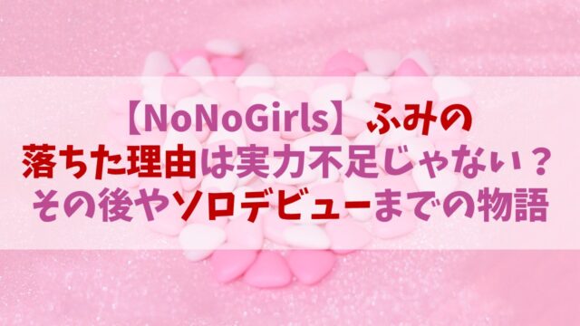 【ノノガ】ふみのが落ちた理由は？現在･その後とソロデビューまでの物語